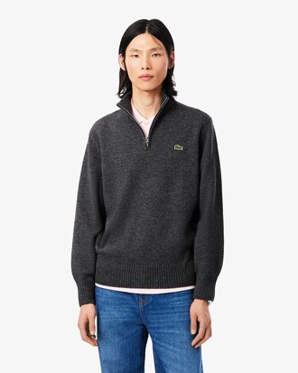 Zipped High Neck Wool Sweater