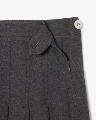 Pleated Flannel Midi Skirt