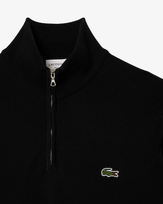 Zipped High Neck Cotton Sweater