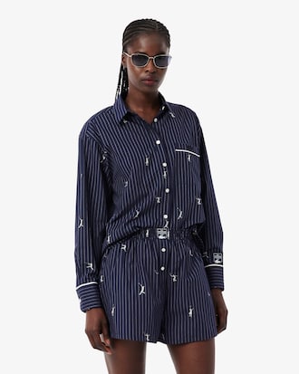 Oversized Shirt with Jacquard Motifs