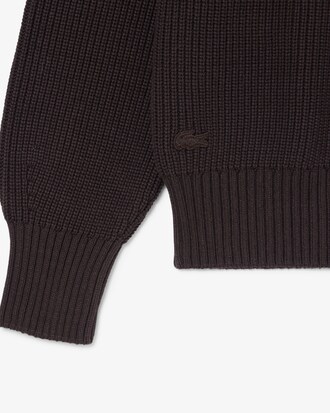Pearl Rib Knit Badge Accent Sweater