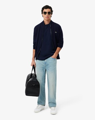 Zipped High Neck Cotton Sweater