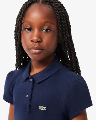 Scalloped Collar Mini Piqué Polo Shirt