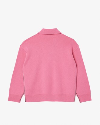 Cotton and Wool Blend Long Sleeved Polo Shirt