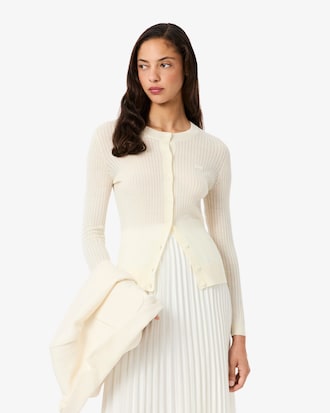 Rib Knit Merino Wool Cardigan