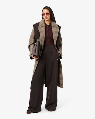 Water-Repellent Plaid Wrap Coat