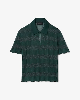 Runway Pointelle Polo Collar Sweater