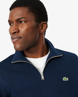 Zip-Up High Neck Interlock Sweatshirt