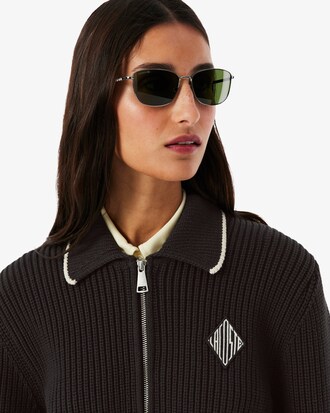 Zipped Cotton Badge Accent Sweater