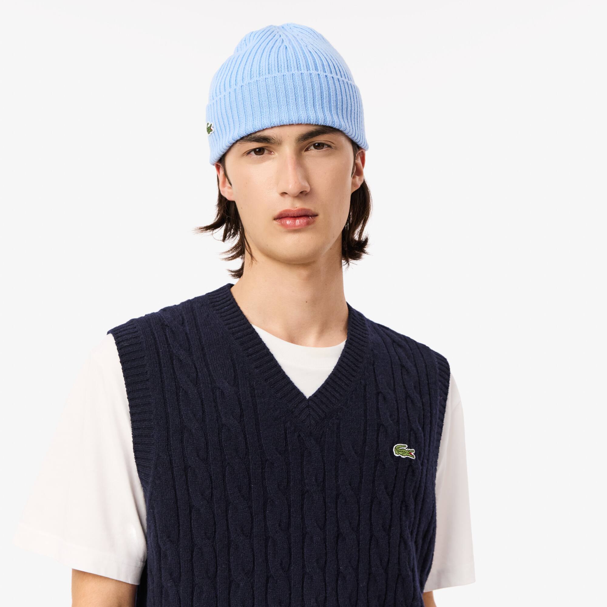 Cable Knit Carded Wool Sweater Vest Men s Knitwear New In 2024 Lacoste