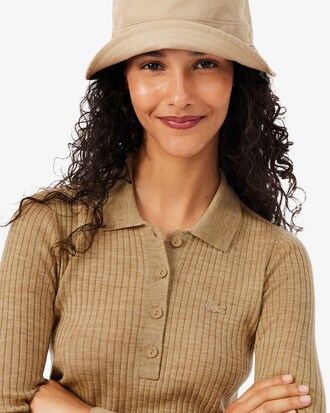 3D Knit Merino Wool Polo Collar Sweater