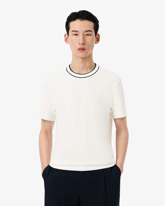 Stretch Piqué Stripe Collar T-shirt