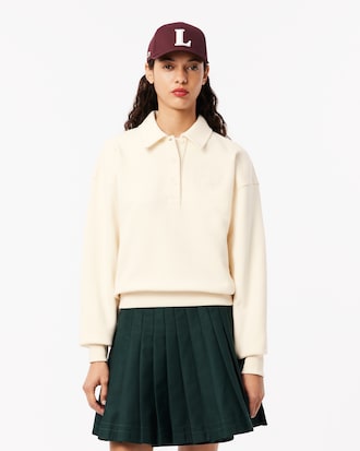 Embroidered Fleece Polo Sweatshirt