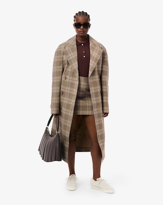 Water-Repellent Plaid Wrap Coat