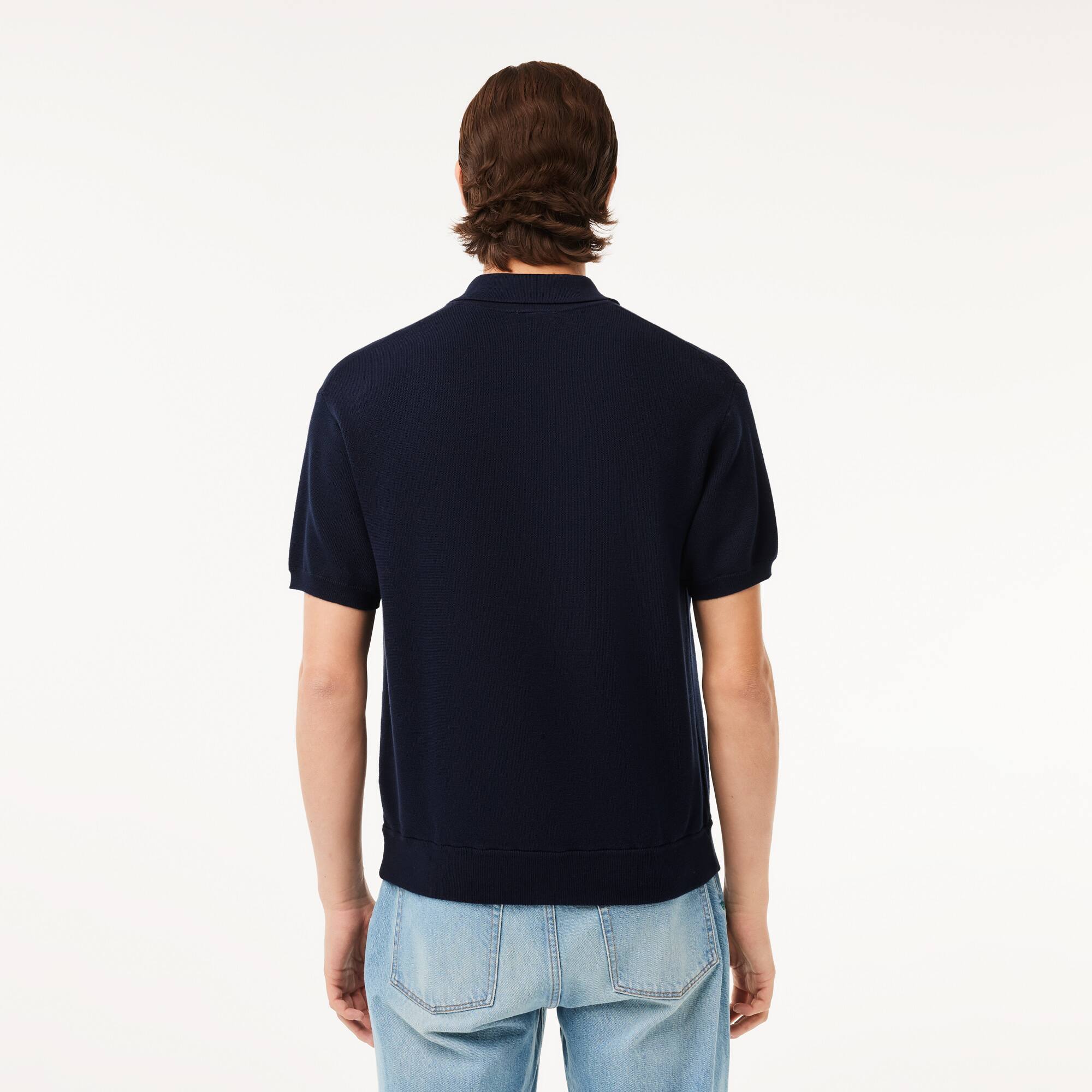 Lacoste collared knitted jumper clearance