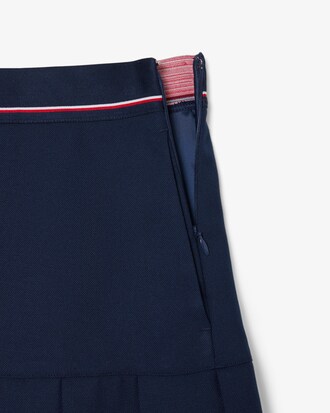 Short Pleated Wool Blend Skirt