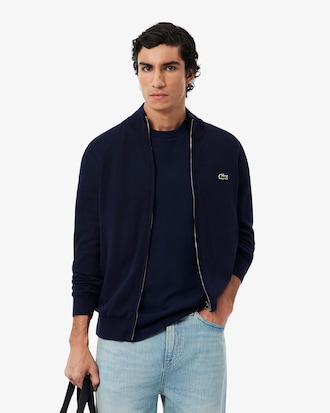 Zipped High Neck Cotton Sweater