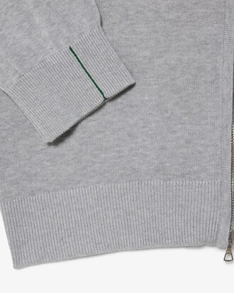 Zipped High Neck Cotton Sweater