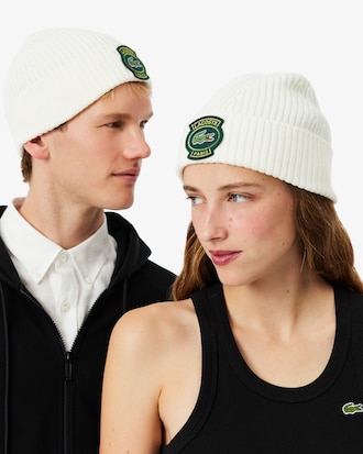 Ribbed Wool Badge Beanie