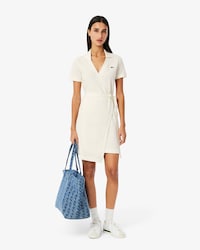 Stretch Mini Piqué Wrap Dress