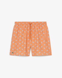 Mid Length Crocodile Print Swim Trunks
