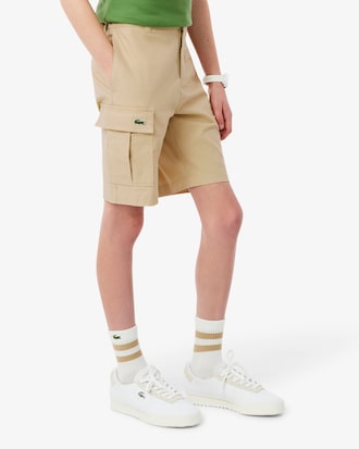 Long Gabardine Cargo Shorts