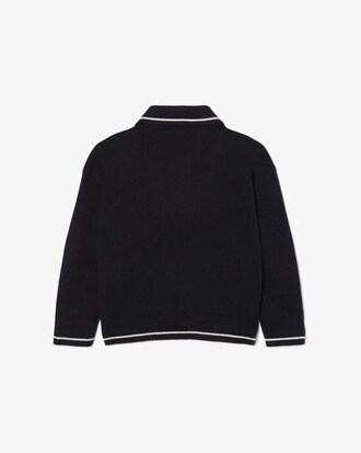 Cotton and Wool Blend Long Sleeved Polo Shirt