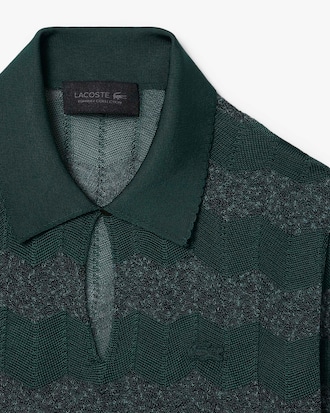 Runway Pointelle Polo Collar Sweater