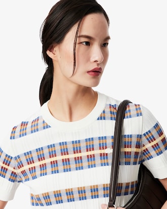 Short Sleeved Rib Knit Sweater