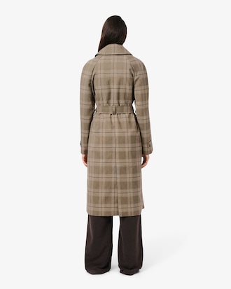 Water-Repellent Plaid Wrap Coat