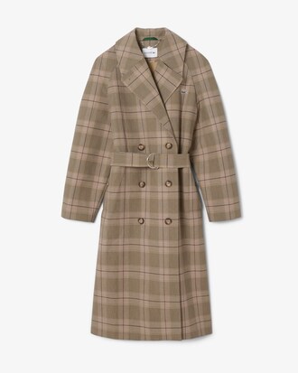 Water-Repellent Plaid Wrap Coat