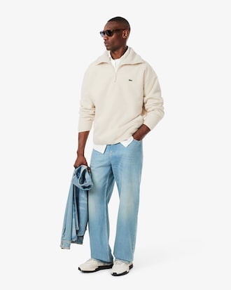 High Zipped Neck Polar Fleece Sweatshirt