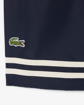 Lacoste Mid Length Contrast Stripe Swim Trunks