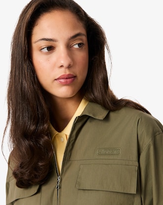 Oversized Cotton Zip Front Shirt Dress