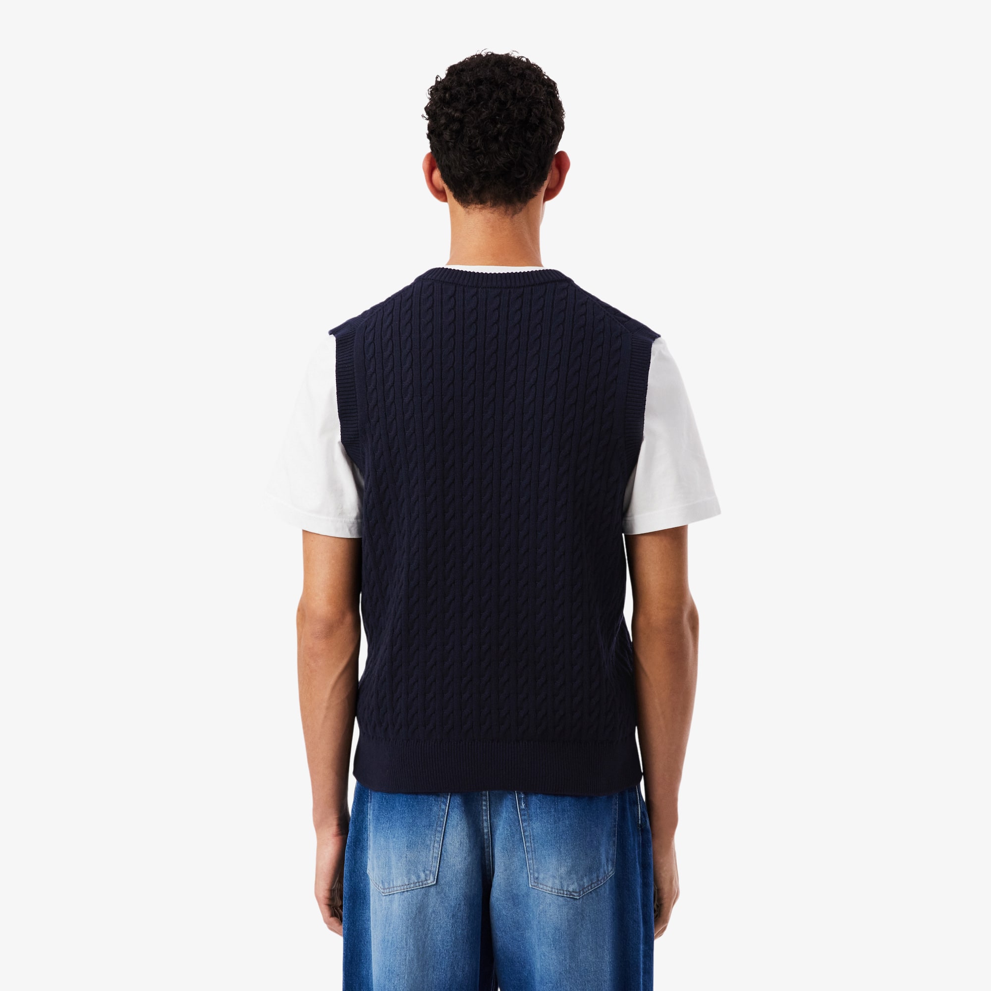 Cable Knit Cotton Sweater Vest - Men's Knitwear - New In 2026