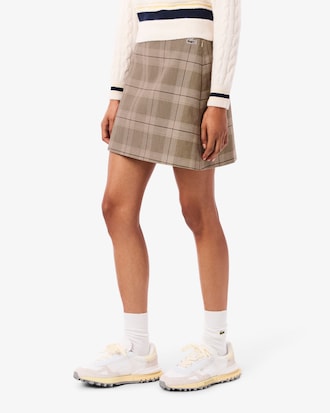 Water-Repellent Short Plaid Skirt