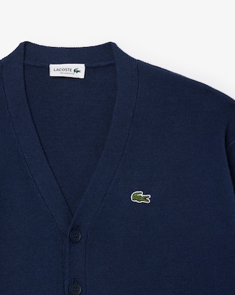 V Neck Cotton and Wool Cardigan