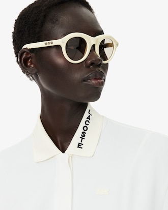 Runway Pleated Embroidery Detail Polo Dress