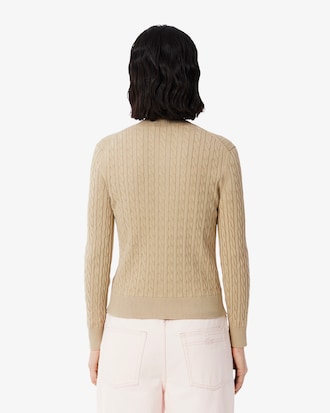 Washed Effect Cable Knit Cardigan