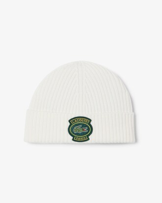 Ribbed Wool Badge Beanie