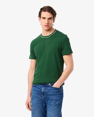 Stretch Piqu&eacute; Stripe Collar T-shirt