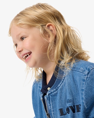 Padded Badge Accent Denim Bomber Jacket