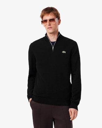 Zipped High Neck Cotton Sweater