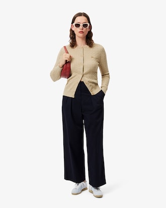 Washed Effect Cable Knit Cardigan