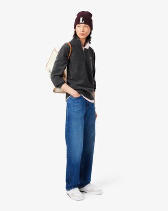 Zipped High Neck Wool Sweater