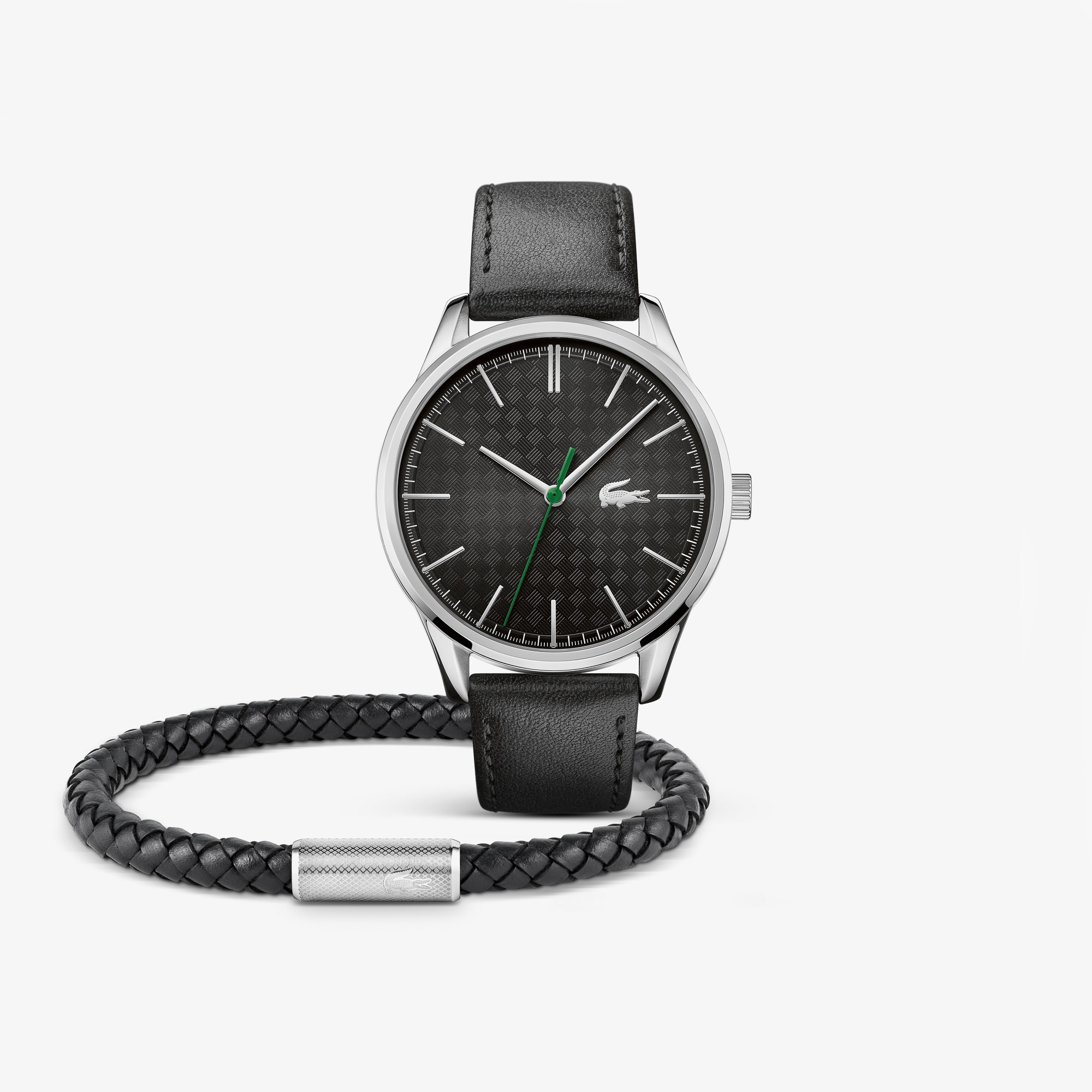 Lacoste Jewelry Vienna Leather Strap Set Men's watches New In 2022