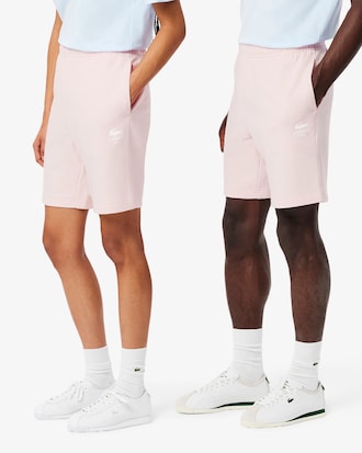 Printed cotton fleece shorts