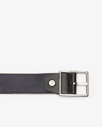 Men's Double Buckle Reversible Satin And Grained Leather Belt