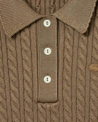 Runway Cable Knit Polo Collar Sweater