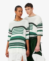 Runway Oversized Striped Satin T-shirt